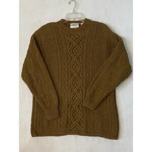 Vtg Handknitted International Express Women Sz L Oversized Bulky Sweater Brown